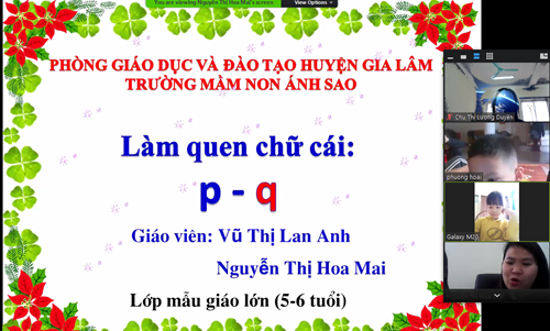 Các bé MGL A1 tham gia học bài LQCC cùng với cô Lan Anh trên phần mềm Zoom